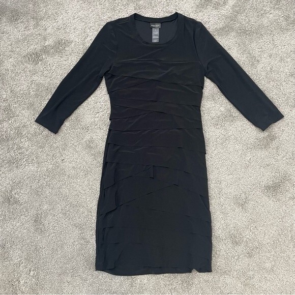 Bisou Bisou Black Layered Stretchy Dress Size 6 - Picture 3 of 10